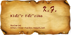 Klár Füzike névjegykártya